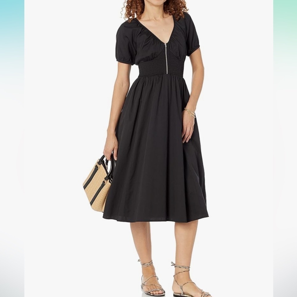The Drop Women's Daksha Cotton Smocked Zipper Detail
Dress, Black new